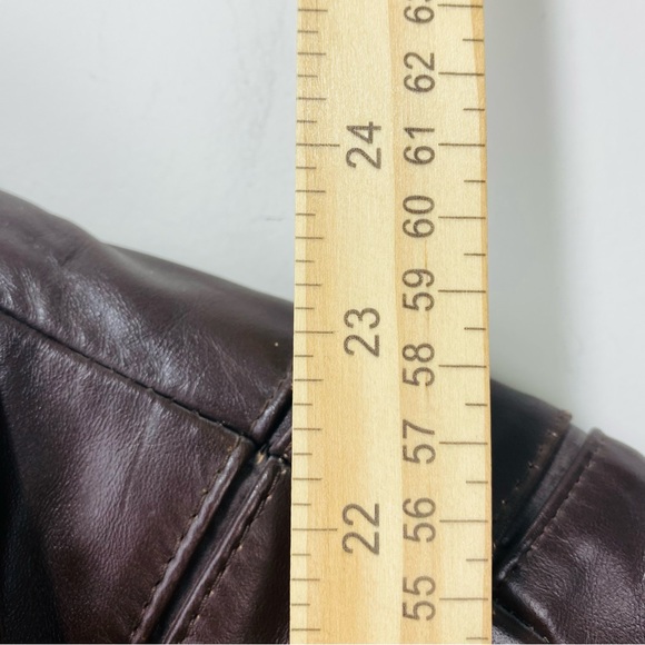 Rossano Collection Leather Jacket Mens 42 Brown Aviator Bomber Zip Fur Lined - Picture 10 of 10